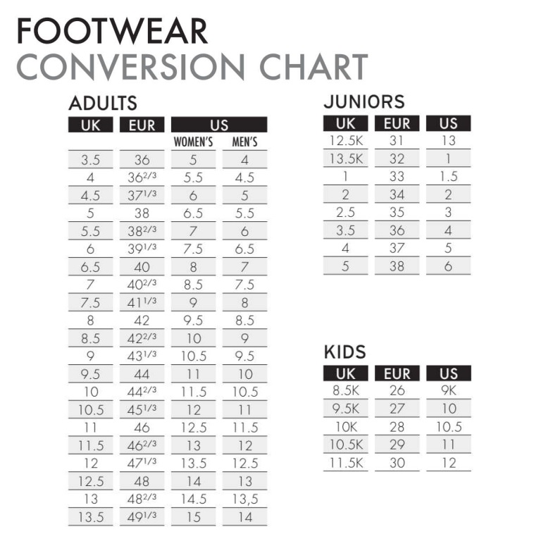 salomon shoe chart